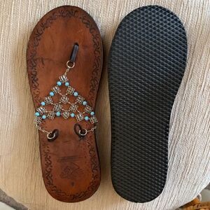 Handmade Peruvian Sandals w/ Mesh Beads Straps | Size 8